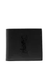 Saint Laurent Black Bi-fold Wallet With Cassandre Detail In Hammered Leather Man In Black