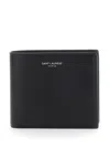 Saint Laurent Black Bi-fold Wallet With Logo Lettering On The Front In Leather Man In Multicolor