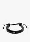 Saint Laurent Black Multi-cord Bracelet With Cassandre On The Front In Leather Man In Black