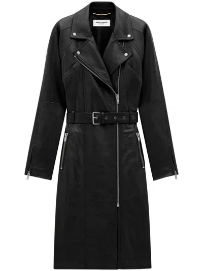 SAINT LAURENT BLACK BIKER COAT