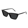 Saint Laurent Sl 737 Mica Thin Linea Sl Logo 001 Black Black Sunglasses In Black