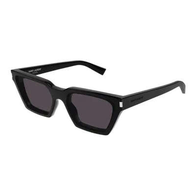 Saint Laurent Black Black Black Acetate Sunglasses In Orange