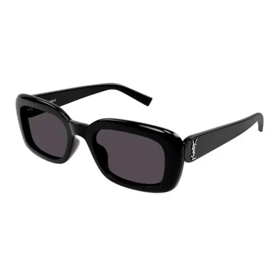 Saint Laurent Black Black Black Acetate Sunglasses In Green