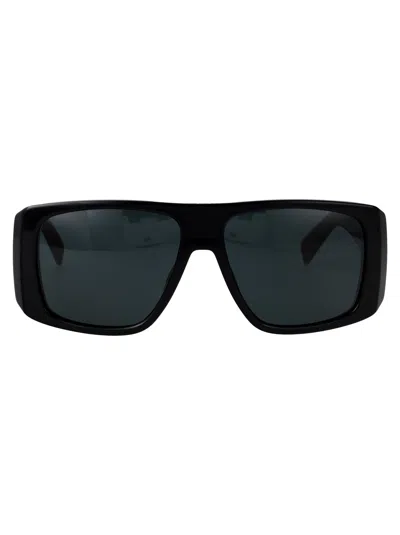 Saint Laurent Black-black-black Recycled Acetate Sunglasses In Brown