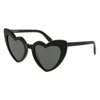 Saint Laurent Black Black Grey Acetate Sunglasses In Green