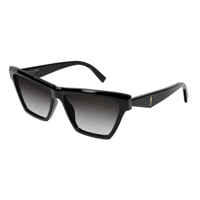 SAINT LAURENT SAINT LAURENT BLACK BLACK GREY ACETATE SUNGLASSES