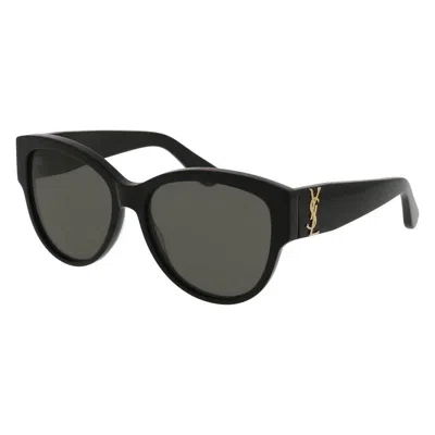 Saint Laurent Black Black Grey Acetate Sunglasses In Brown