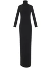 Saint Laurent Virgin Wool Long Dress In Black