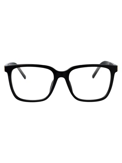 SAINT LAURENT SAINT LAURENT BLACK-BLACK-TRANSPARENT ACETATE GLASSES