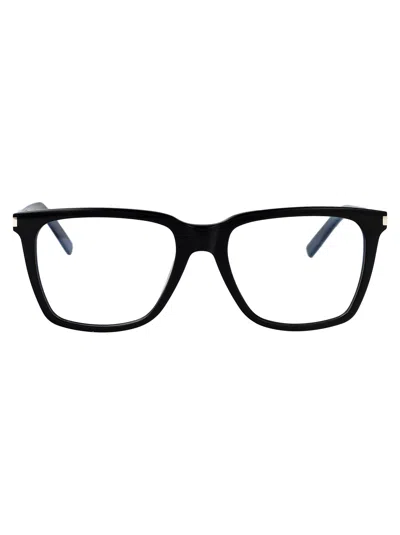 SAINT LAURENT SAINT LAURENT BLACK-BLACK-TRANSPARENT ACETATE GLASSES