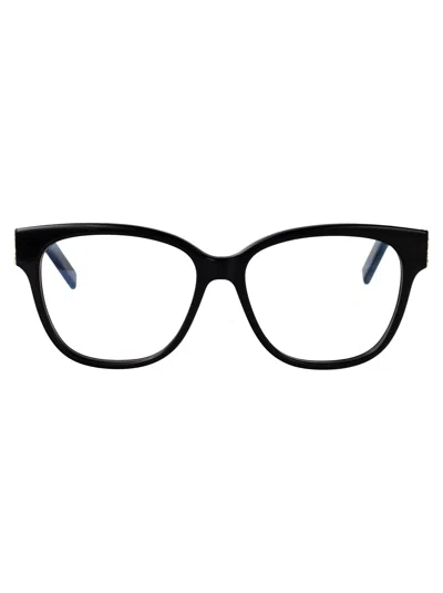 Saint Laurent Black Black Transparent Acetate Glasses In Pattern