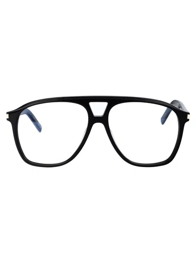 Saint Laurent Black Black Transparent Acetate Glasses In Pink