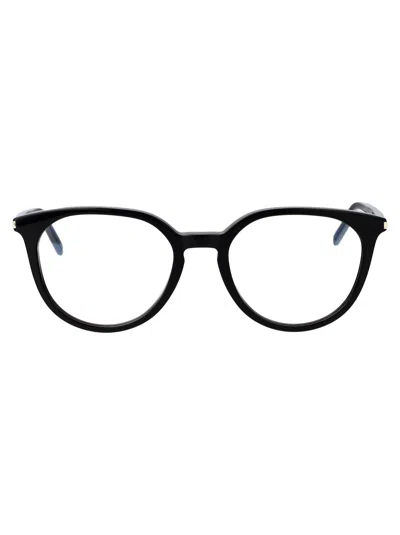 Saint Laurent Black Black Transparent Acetate Glasses In Brown