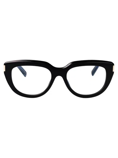SAINT LAURENT SAINT LAURENT BLACK-BLACK-TRANSPARENT RECYCLED ACETATE GLASSES