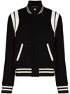 Saint Laurent Teddy Leather-trimmed Recycled Wool-blend Bomber Jacket In Black