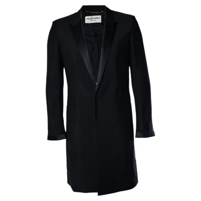 Pre-owned Saint Laurent , Black Blazer Coat With Shiny Revert