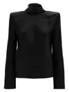 SAINT LAURENT SAINT LAURENT BLACK BLOUSE WITH COWL-BACK IN SILK SATIN WOMAN