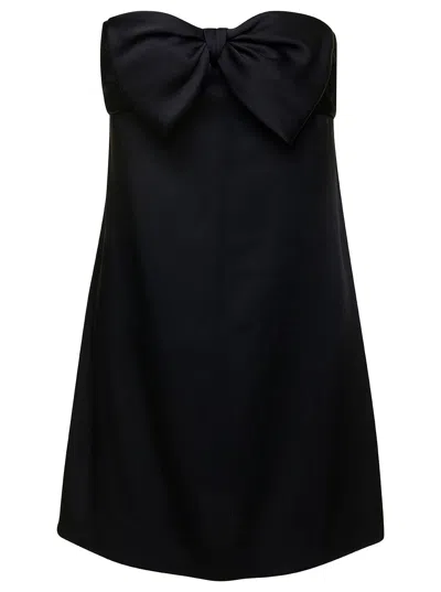 Saint Laurent Black Bowl-detail Strapless Minidress In Viscose Woman