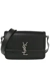 Saint Laurent Black Box Calf Coated Canvas Box Monogram Medium Solferino Satchel (authentic Pre-love