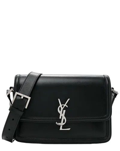 Saint Laurent Solferino Medium Leather Satchel In Black