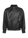 Saint Laurent Balloon Lambskin Bomber Jacket In Black