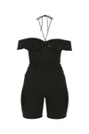 Saint Laurent Halterneck Cold-shoulder Playsuit In Black