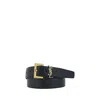 Saint Laurent Cassandre Thin Belt With Square Buckle In Grained Leather