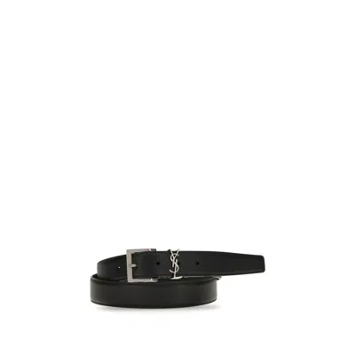 Saint Laurent Black Calf Leather Bos Taurus Regular Men's Belt