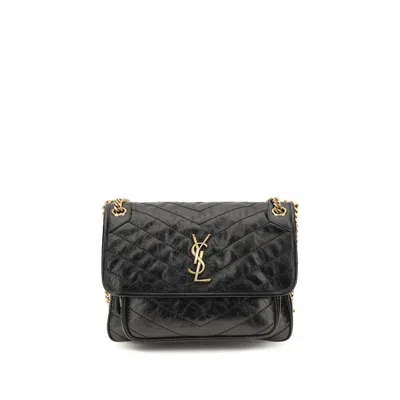 Saint Laurent Black Calf Leather Bos Taurus Shoulder Bag