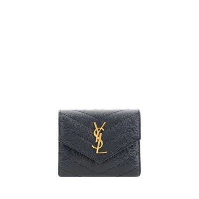 Saint Laurent Black Calf Leather Bos Taurus Wallet