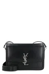 Saint Laurent Men's Solferino Logo Plaque Shoulder Bag In Nero