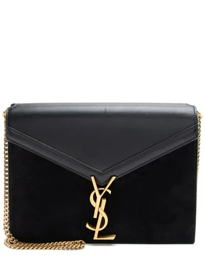 SAINT LAURENT SAINT LAURENT BLACK CALFSKIN & SUEDE CASSANDRA MEDIUM CHAIN BAG (AUTHENTIC PRE-LOVED)