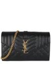 Saint Laurent Black Calfskin Grain De Poudre Matelasse Triquilt Monogram Chain  Wallet (authentic Pr