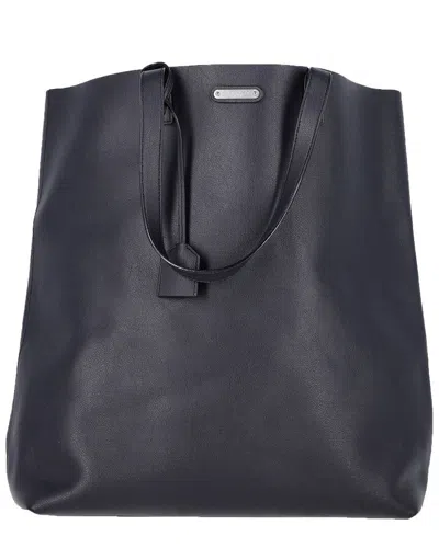 Saint Laurent Black Calfskin Leather Bold Shopping Tote (authentic Pre-loved)