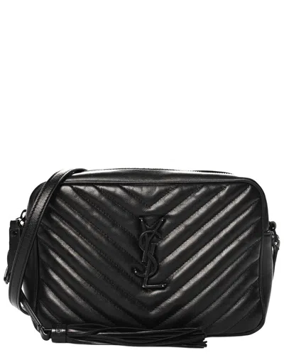 Saint Laurent Lou Mini Leather Camera Bag In Black