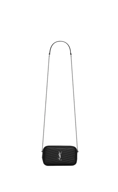 Saint Laurent Black Calfskin Leather Shoulder & Crossbody Bag For Women In Nero