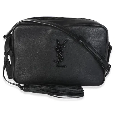 Pre-owned Saint Laurent Black Calfskin Monogram Lou Camera Bag