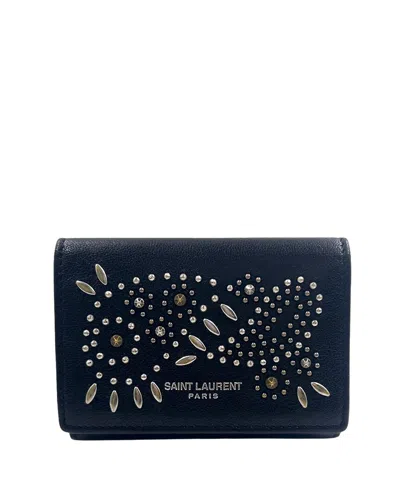 Saint Laurent Black Calfskin Trifold Mini Wallet (authentic Pre-loved)
