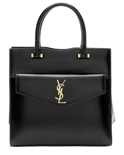 Pre-owned Saint Laurent Black Calfskin Uptown Small Satchel (authentic Pre-loved)