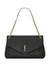 Saint Laurent Women Calypso Large Leather Shoulder Bag In Black
