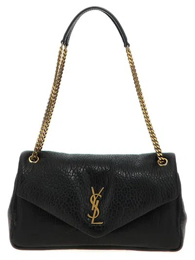 SAINT LAURENT WOMEN BLACK CALYPSO MEDIUM SHOULDER BAG, ONESIZE LUXURY SHOULDER BAGS FOR WOMEN DARVEYS