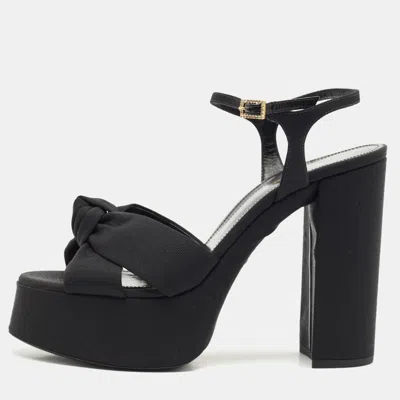 Pre-owned Saint Laurent Black Canvas Candy Platform Sandals Size 40