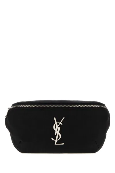 Saint Laurent Black Canvas Cassandre Mini Belt Handbag In Orange