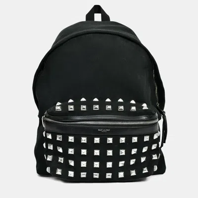 Pre-owned Saint Laurent Black Canvas City Studs Backpack