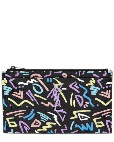 Saint Laurent Black Canvas Graffiti Monogram Bill Pouch (authentic Pre-loved)