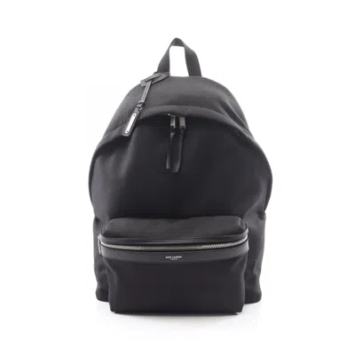 Pre-owned Saint Laurent Black Canvas Leather Backpack Handbag ()