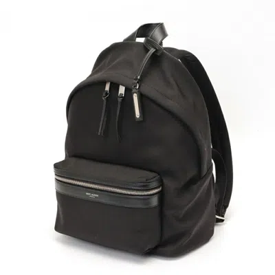 Pre-owned Saint Laurent Black Canvas Leather Backpack ()