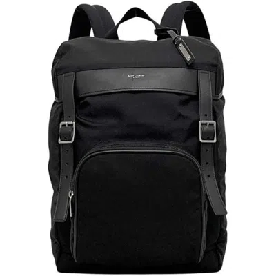 Pre-owned Saint Laurent Black Canvas Leather Backpack ()