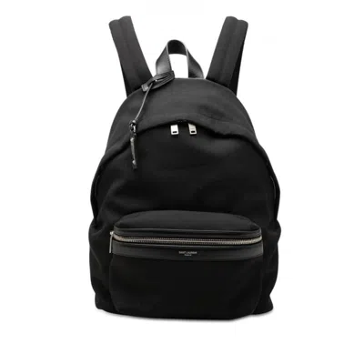Pre-owned Saint Laurent Black Canvas Leather Backpack ()