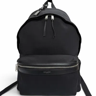 Pre-owned Saint Laurent Black Canvas Leather Backpack ()